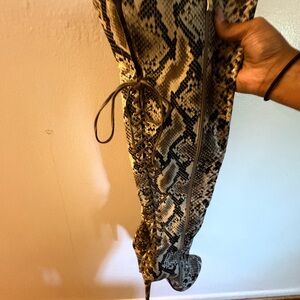 Snake Print Knee High Boots